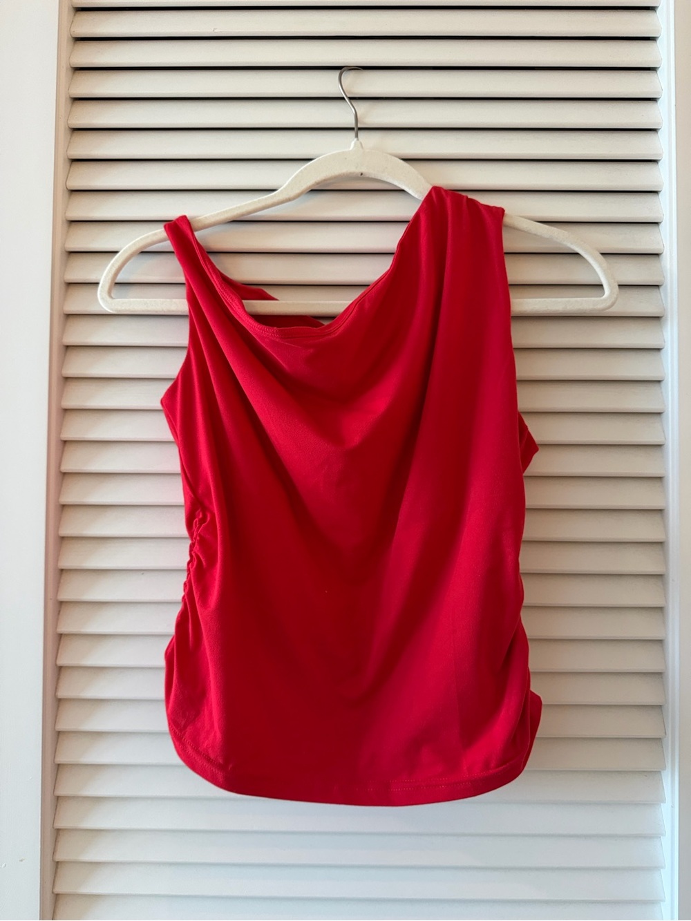 Draped Asymmetric Red Tank Top